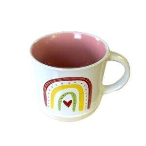 💕 NWT Rainbow Heart Ceramic Coffee/Tea Mug by Prima Design in pink…
